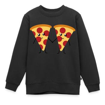 Süße Kawaii pepperoni Pizza hält Hände - Kinder Premium Organic Sweatshirt - Schwarz - Vorne - AI Model Kid Female (0cm)