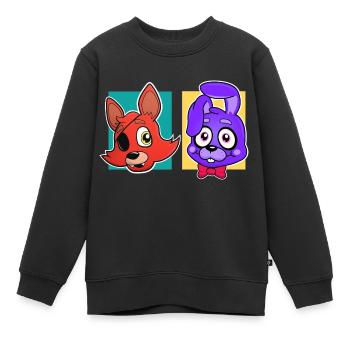 FNAF Foxy Fox and Rabbit - Personnages de jeu mignons - Sweat Premium enfant bio - noir - Devant - AI Model Kid Female (0cm)