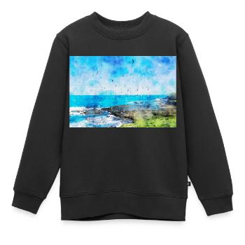 Wasserfarben Bild von Hunderten von Möwen - Kinder Premium Organic Sweatshirt - Schwarz - Vorne - AI Model Kid Female (0cm)