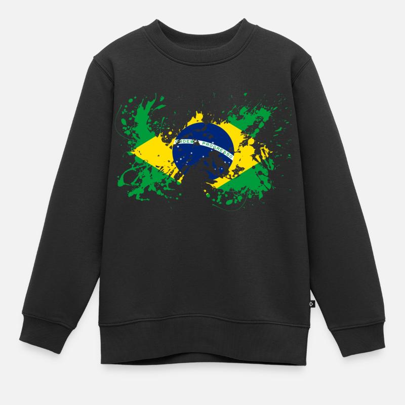Brésil Drapeau brésilien Couleurs de drapeau brésilien - Sweat Premium enfant bio - noir