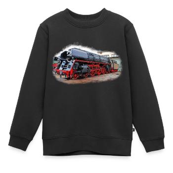 Dampflok 01 1531 - Kinder Premium Organic Sweatshirt - Schwarz - Vorne - AI Model Kid Female (0cm)