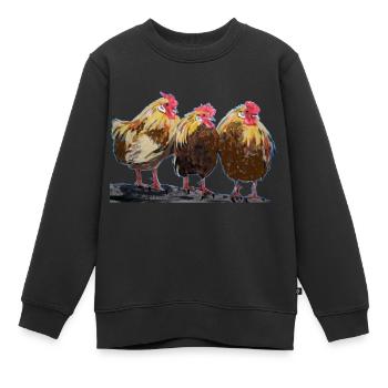 Scherenschnit Tier Portrait World Chicken Festival - Kinder Premium Organic Sweatshirt - Schwarz - Vorne - AI Model Kid Female (0cm)