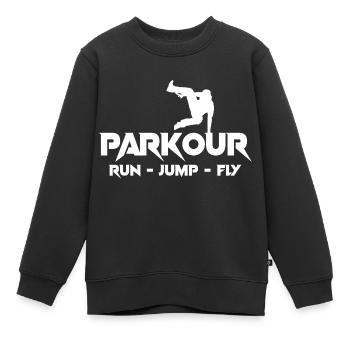 Parkour Freerunner Motiv Trendsport Extremes Sport - Kinder Premium Organic Sweatshirt - Schwarz - Vorne - AI Model Kid Female (0cm)