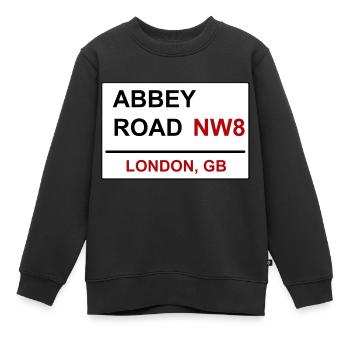 Abbey Road London Panneau de signalisation - musique des années 60 - Sweat Premium enfant bio - noir - Devant - AI Model Kid Female (0cm)