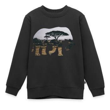 Elefant Savanne Silhouette - Kinder Premium Organic Sweatshirt - Schwarz - Vorne - AI Model Kid Female (0cm)