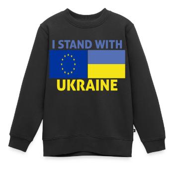 Europe supports Ukraine - I support Ukraine - Kids Premium Organic Sweatshirt - black - Front - AI Model Kid Female (0cm)