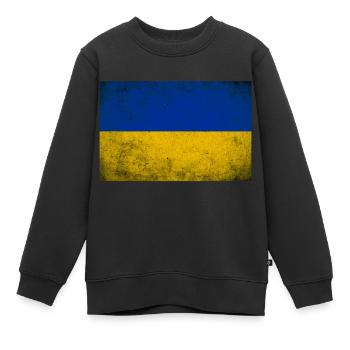 Ukraine Flag Grunge Retro Vintage - Sweat Premium enfant bio - noir - Devant - AI Model Kid Female (0cm)