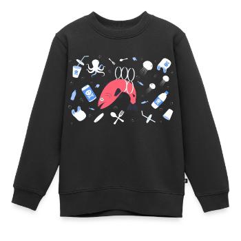 Stop Plastique - Sweat Premium enfant bio - noir - Devant - AI Model Kid Female (0cm)