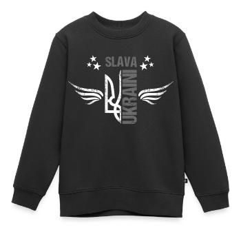 Ukraine Ruhm und Ehre - Kinder Premium Organic Sweatshirt - Schwarz - Vorne - AI Model Kid Female (0cm)