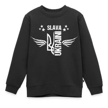 Ukraine Ruhm und Ehre - Kinder Premium Organic Sweatshirt - Schwarz - Vorne - AI Model Kid Female (0cm)