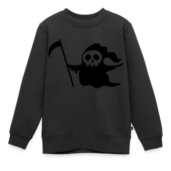 Crâne de mort ambulant avec une faux - Sweat Premium enfant bio - noir - Devant - AI Model Kid Female (0cm)