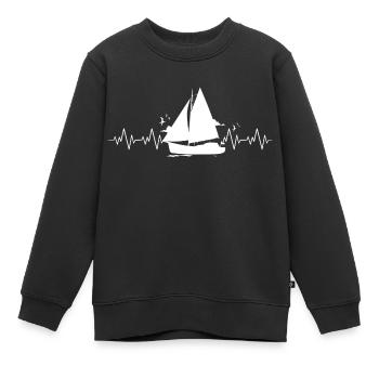 Segeln Segler Geschenk Segelboot Herzschlag Kapitä - Kinder Premium Organic Sweatshirt - Schwarz - Vorne - AI Model Kid Female (0cm)