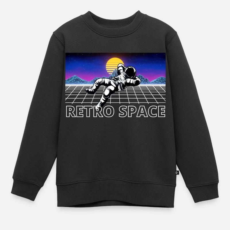 Retro Space Design - Kids Premium Organic Sweatshirt - black
