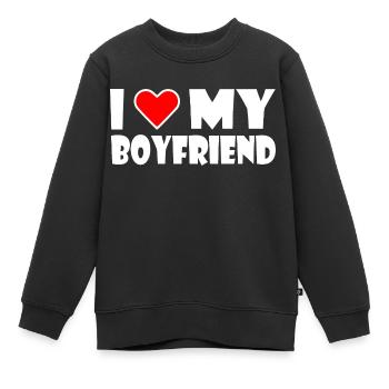 I love my boyfriend - Kinder Premium Organic Sweatshirt - Schwarz - Vorne - AI Model Kid Female (0cm)