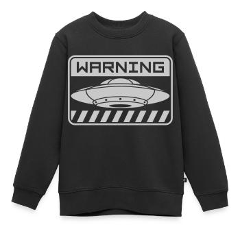 Shield Warning Soucoupe d’OVNI - Sweat Premium enfant bio - noir - Devant - AI Model Kid Female (0cm)