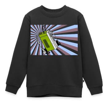 Walkman, retro, nerd, vintage, old school - Kinder Premium Organic Sweatshirt - Schwarz - Vorne - AI Model Kid Female (0cm)