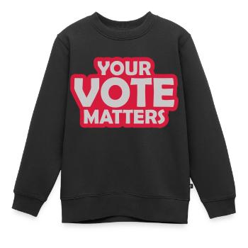 your vote matters Zitat - Kinder Premium Organic Sweatshirt - Schwarz - Vorne - AI Model Kid Female (0cm)