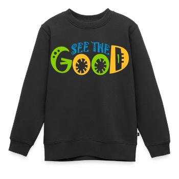 voir la bonne citation - Sweat Premium enfant bio - noir - Devant - AI Model Kid Female (0cm)