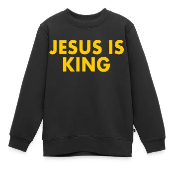 Jesus is king - Kinder Premium Organic Sweatshirt - Schwarz - Vorne - AI Model Kid Female (0cm)