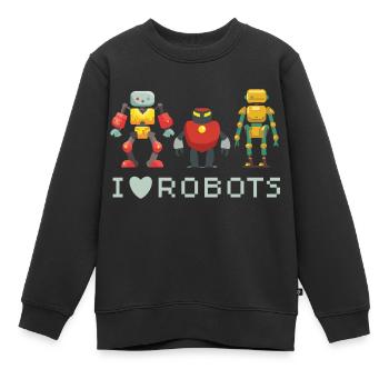 I Love Robots Three Androids Cute - Kids Premium Organic Sweatshirt - black - Front - AI Model Kid Female (0cm)