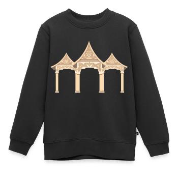 Porte Temple aux decors khmer - Sweat Premium enfant bio - noir - Devant - AI Model Kid Female (0cm)