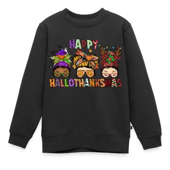 Frohe Hallothanksmas - Kinder Premium Organic Sweatshirt - Schwarz - Vorne - AI Model Kid Female (0cm)