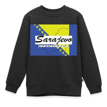 Sarajevo - Hauptstadt mit GPS & Flagge - Kinder Premium Organic Sweatshirt - Schwarz - Vorne - AI Model Kid Female (0cm)