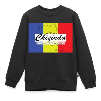 Chisinau - Hauptstadt mit GPS & Flagge - Kinder Premium Organic Sweatshirt - Schwarz - Vorne - AI Model Kid Female (0cm)