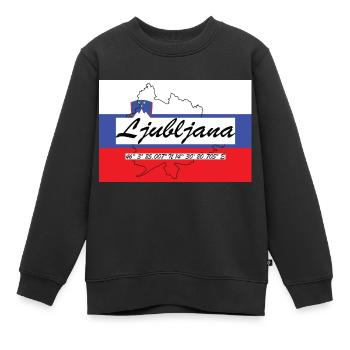 Ljubljana - Hauptstadt mit GPS & Flagge - Kinder Premium Organic Sweatshirt - Schwarz - Vorne - AI Model Kid Female (0cm)
