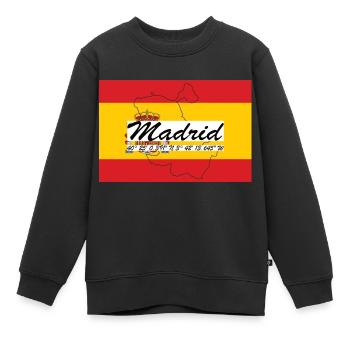 Madrid - Hauptstadt mit GPS & Flagge - Kinder Premium Organic Sweatshirt - Schwarz - Vorne - AI Model Kid Female (0cm)
