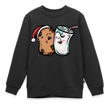 Biscuits et lait - Sweat Premium enfant bio - noir - Devant - AI Model Kid Female (0cm)