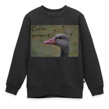 Oie confuse - drôle de dicton - Sweat Premium enfant bio - noir - Devant - AI Model Kid Female (0cm)