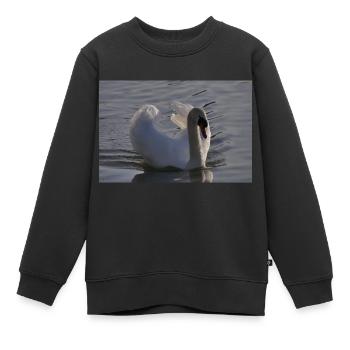 Schwan Poster - Kinder Premium Organic Sweatshirt - Schwarz - Vorne - AI Model Kid Female (0cm)