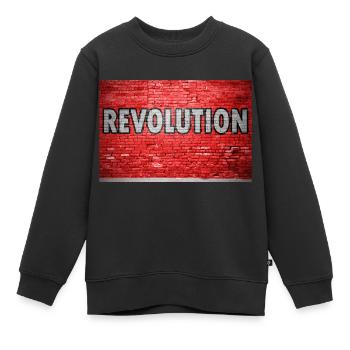 Révolution mur de briques graffiti - Sweat Premium enfant bio - noir - Devant - AI Model Kid Female (0cm)