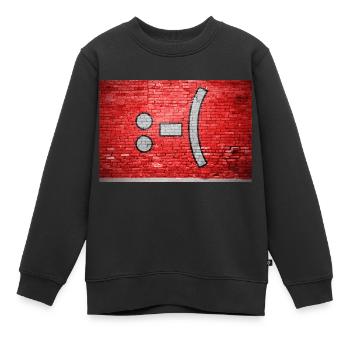 negativ Smiley lettering saying Graffiti :-( - Kinder Premium Organic Sweatshirt - Schwarz - Vorne - AI Model Kid Female (0cm)