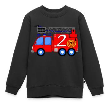 Feuerwehrfahrzeug 2 Geburtstag Kinder - Kinder Premium Organic Sweatshirt - Schwarz - Vorne - AI Model Kid Female (0cm)