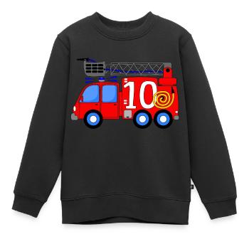 Feuerwehrfahrzeug 10 Geburtstag Kinder - Kinder Premium Organic Sweatshirt - Schwarz - Vorne - AI Model Kid Female (0cm)