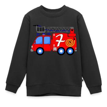 Feuerwehrfahrzeug 7 Geburtstag Kinder - Kinder Premium Organic Sweatshirt - Schwarz - Vorne - AI Model Kid Female (0cm)