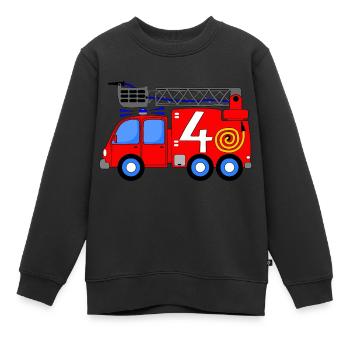 Feuerwehrfahrzeug 4 Geburtstag Kinder - Kinder Premium Organic Sweatshirt - Schwarz - Vorne - AI Model Kid Female (0cm)