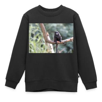 Tamarin à manteau noir Schwarzrückentamarin - Sweat Premium enfant bio - noir - Devant - AI Model Kid Female (0cm)