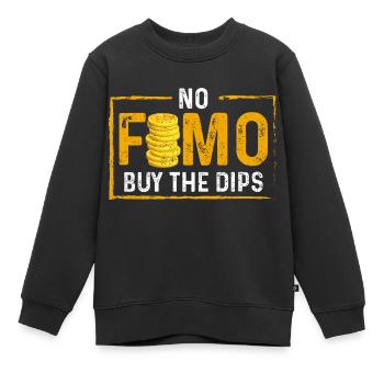 no fomo, Buy the dip - Kinder Premium Organic Sweatshirt - Schwarz - Vorne - AI Model Kid Female (0cm)