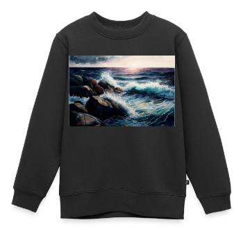 lever de soleil sur la mer - Sweat Premium enfant bio - noir - Devant - AI Model Kid Female (0cm)