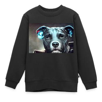 Sci-Fi Pitbull - Kinder Premium Organic Sweatshirt - Schwarz - Vorne - AI Model Kid Female (0cm)