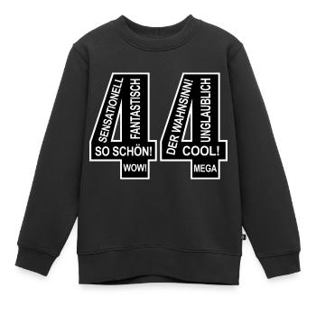 44. Geburtstag Wow Lustiges Motiv Nummer Ziffer 44 - Kinder Premium Organic Sweatshirt - Schwarz - Vorne - AI Model Kid Female (0cm)