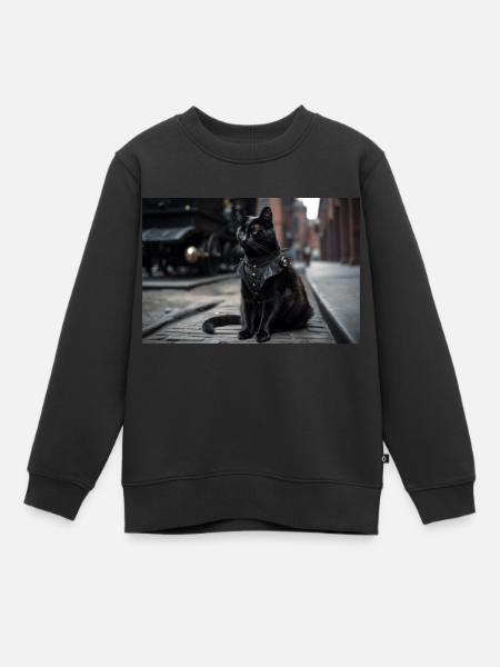 Chat noir4 - Sweat Premium enfant bio - noir