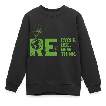 ReCycle ReUse ReNew ReThink - Kinder Premium Organic Sweatshirt - Schwarz - Vorne - AI Model Kid Female (0cm)