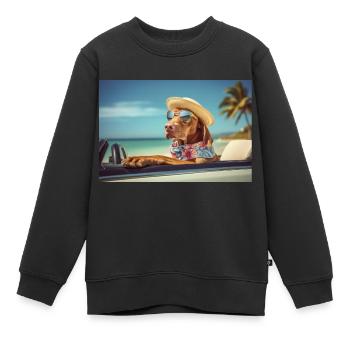 Cooler Magyar Vizsla mit Sonnenbrille - Kinder Premium Organic Sweatshirt - Schwarz - Vorne - AI Model Kid Female (0cm)