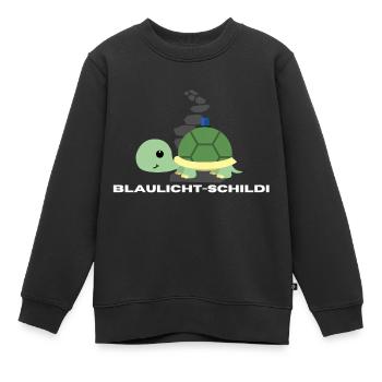 Blaulicht-Schildi mit Weg | Geschenk, Geschenkidee - Kinder Premium Organic Sweatshirt - Schwarz - Vorne - AI Model Kid Female (0cm)