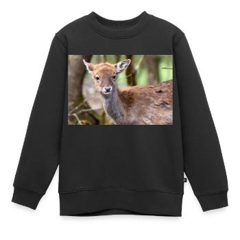 Fallow Deer (in german Damwild or Damhirsch) Dama - Kids Premium Organic Sweatshirt - black - Front - AI Model Kid Female (0cm)