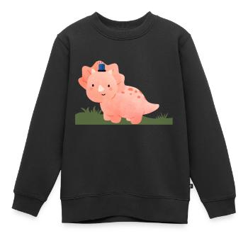 Blaulicht-Dino | Baby, Geschenk, Überraschung - Kinder Premium Organic Sweatshirt - Schwarz - Vorne - AI Model Kid Female (0cm)